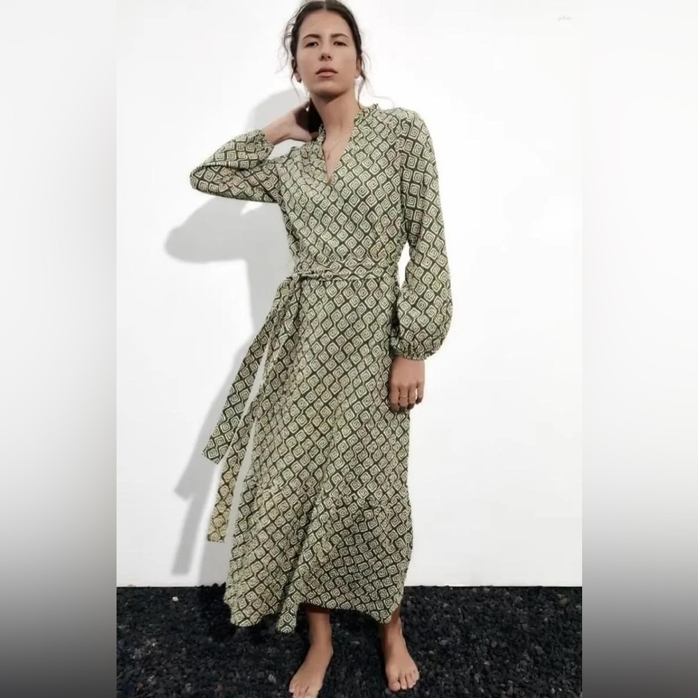 Zara Belted Pattern Maxi Dress